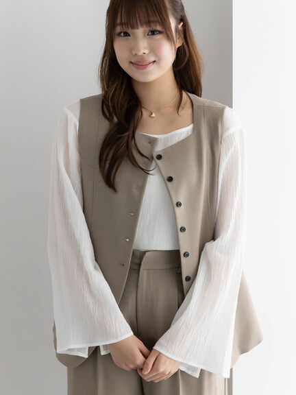 スクエアネックジレ【AOYAMA FASHION ASSOCIATION × Té chichi】（モカ/ネイビー）｜Te chichi（テチチ）通販