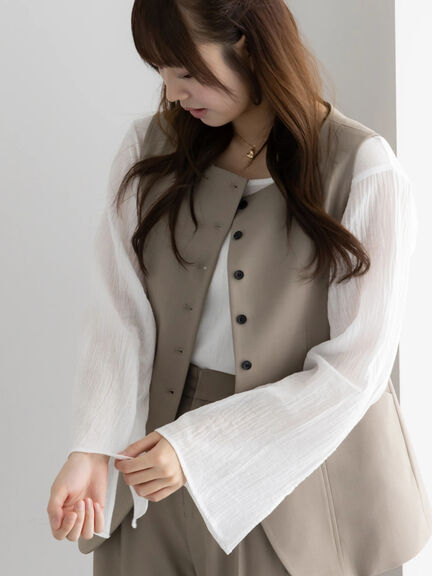 スクエアネックジレ【AOYAMA FASHION ASSOCIATION × Té chichi】（モカ/ネイビー）｜Te chichi（テチチ）通販