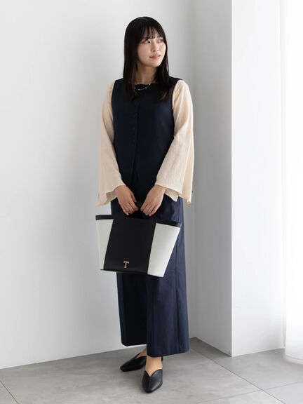 スクエアネックジレ【AOYAMA FASHION ASSOCIATION × Té chichi】（モカ/ネイビー）｜Te chichi（テチチ）通販