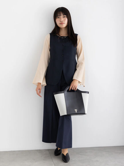 スクエアネックジレ【AOYAMA FASHION ASSOCIATION × Té chichi】（モカ/ネイビー）｜Te chichi（テチチ）通販