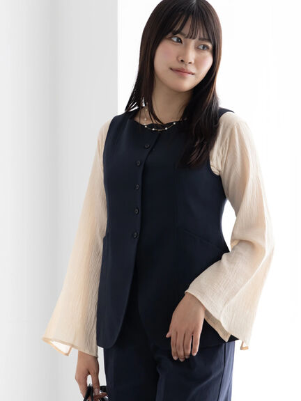 スクエアネックジレ【AOYAMA FASHION ASSOCIATION × Té chichi】（モカ/ネイビー）｜Te chichi（テチチ）通販