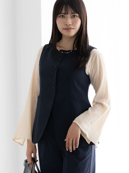 スクエアネックジレ【AOYAMA FASHION ASSOCIATION × Té chichi】（モカ/ネイビー）｜Te chichi（テチチ）通販