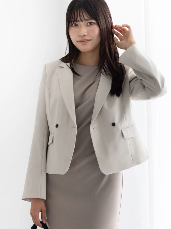 フレア袖クロップトテーラードジャケット【AOYAMA FASHION ASSOCIATION × Té chichi】（ベージュ/ネイビー）｜Te chichi（テチチ）通販