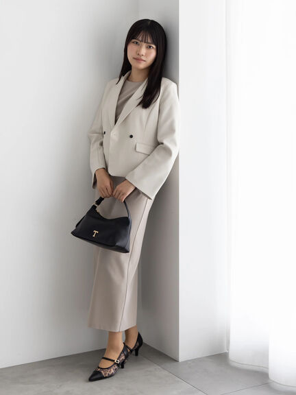 フレア袖クロップトテーラードジャケット【AOYAMA FASHION ASSOCIATION × Té chichi】（ベージュ/ネイビー）｜Te chichi（テチチ）通販