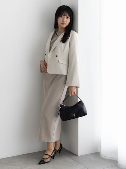 フレア袖クロップトテーラードジャケット【AOYAMA FASHION ASSOCIATION × Té chichi】（ベージュ/ネイビー）｜Te chichi（テチチ）通販