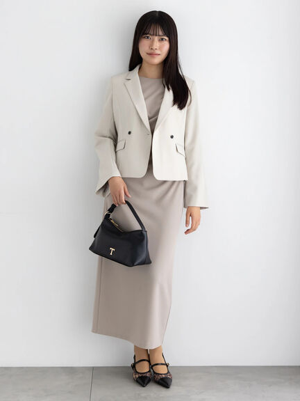 フレア袖クロップトテーラードジャケット【AOYAMA FASHION ASSOCIATION × Té chichi】（ベージュ/ネイビー）｜Te chichi（テチチ）通販