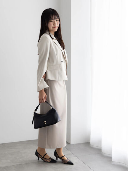 フレア袖クロップトテーラードジャケット【AOYAMA FASHION ASSOCIATION × Té chichi】（ベージュ/ネイビー）｜Te chichi（テチチ）通販