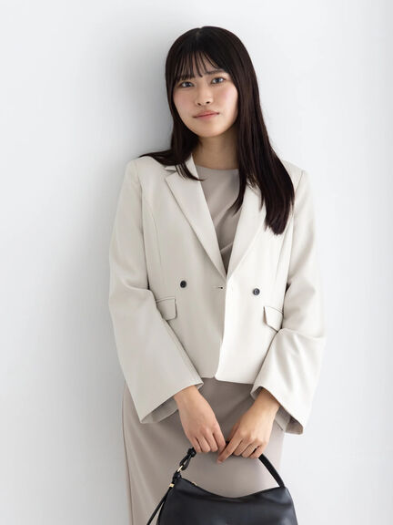 フレア袖クロップトテーラードジャケット【AOYAMA FASHION ASSOCIATION × Té chichi】（ベージュ/ネイビー）｜Te chichi（テチチ）通販