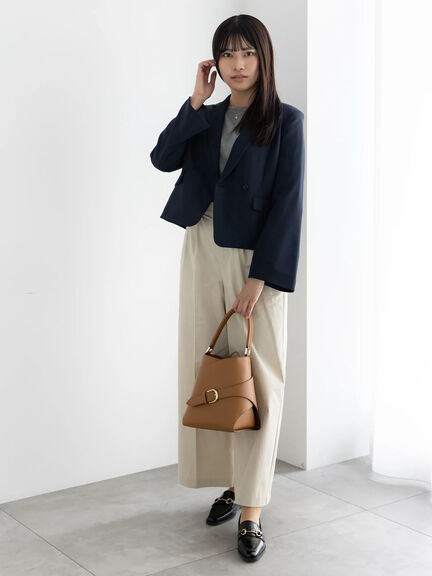 フレア袖クロップトテーラードジャケット【AOYAMA FASHION ASSOCIATION × Té chichi】（ベージュ/ネイビー）｜Te chichi（テチチ）通販