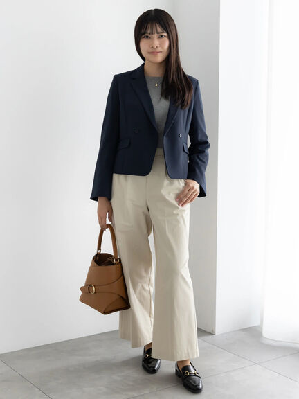 フレア袖クロップトテーラードジャケット【AOYAMA FASHION ASSOCIATION × Té chichi】（ベージュ/ネイビー）｜Te chichi（テチチ）通販