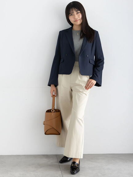 フレア袖クロップトテーラードジャケット【AOYAMA FASHION ASSOCIATION × Té chichi】（ベージュ/ネイビー）｜Te chichi（テチチ）通販