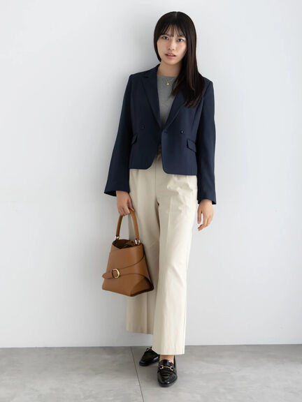 フレア袖クロップトテーラードジャケット【AOYAMA FASHION ASSOCIATION × Té chichi】（ベージュ/ネイビー）｜Te chichi（テチチ）通販