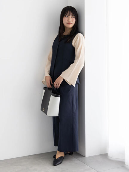 2タックチノパンツ【AOYAMA FASHION ASSOCIATION × Té chichi】（ベージュ/ネイビー）｜Te chichi（テチチ）通販