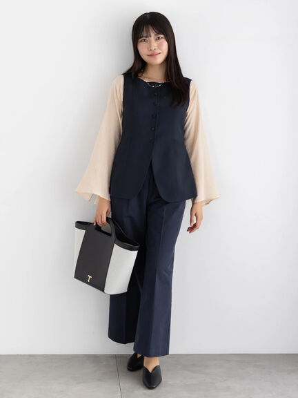 2タックチノパンツ【AOYAMA FASHION ASSOCIATION × Té chichi】（ベージュ/ネイビー）｜Te chichi（テチチ）通販