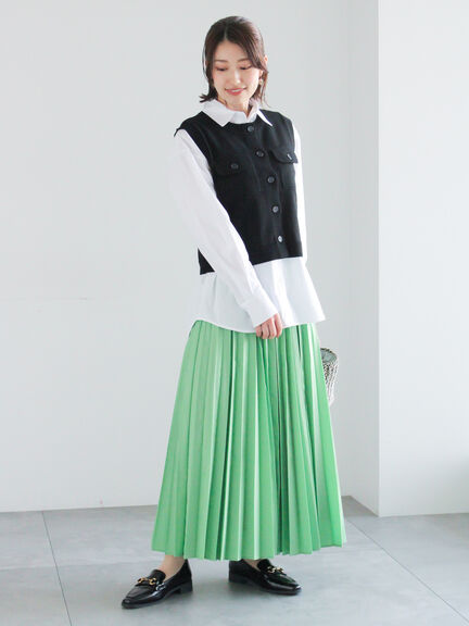 プリーツロングスカート（オフホワイト/グリーン/ブルー）｜Te chichi（テチチ）通販