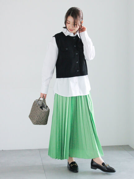 プリーツロングスカート（オフホワイト/グリーン/ブルー）｜Te chichi（テチチ）通販