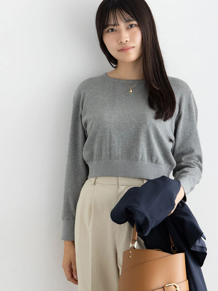 コンパクトクルーネックニット【AOYAMA FASHION ASSOCIATION × Té chichi】（グレー/ネイビー）｜Te chichi（テチチ）通販