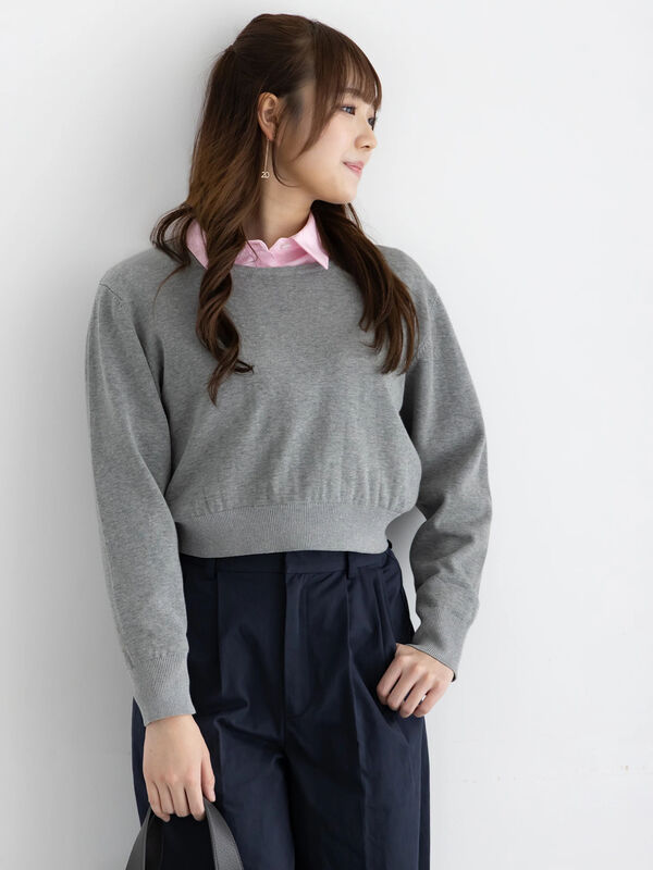 セール】 コンパクトクルーネックニット【AOYAMA FASHION ASSOCIATION
