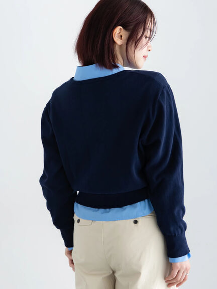 コンパクトクルーネックニット【AOYAMA FASHION ASSOCIATION × Té chichi】（グレー/ネイビー）｜Te chichi（テチチ）通販