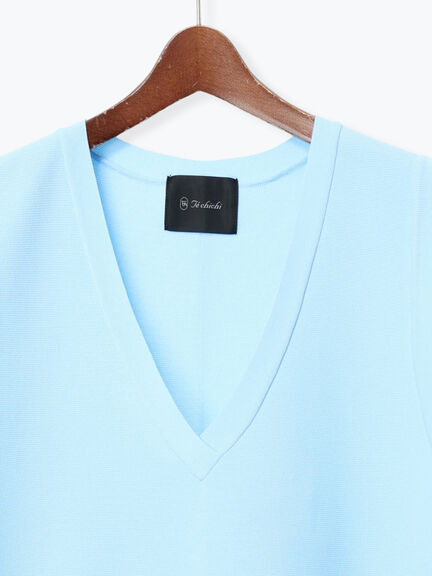 【2026年3月InRed掲載波瑠さん着用】Vネックニットベスト（オフホワイト/ブラック/サックスブルー）｜Te chichi（テチチ）通販