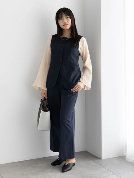 クレープフレアスリーブブラウス【AOYAMA FASHION ASSOCIATION × Té chichi】（オフホワイト/オレンジ）｜Te chichi（テチチ）通販