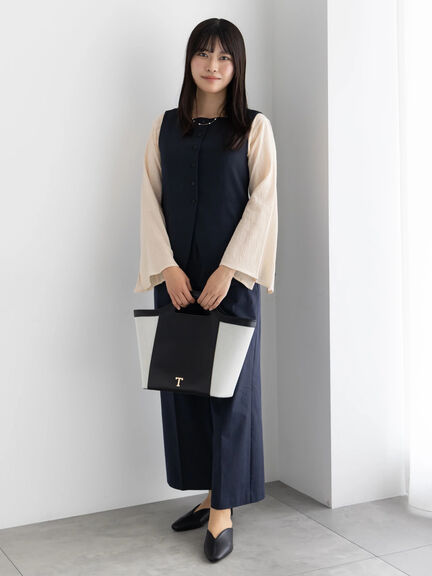 クレープフレアスリーブブラウス【AOYAMA FASHION ASSOCIATION × Té chichi】（オフホワイト/オレンジ）｜Te chichi（テチチ）通販