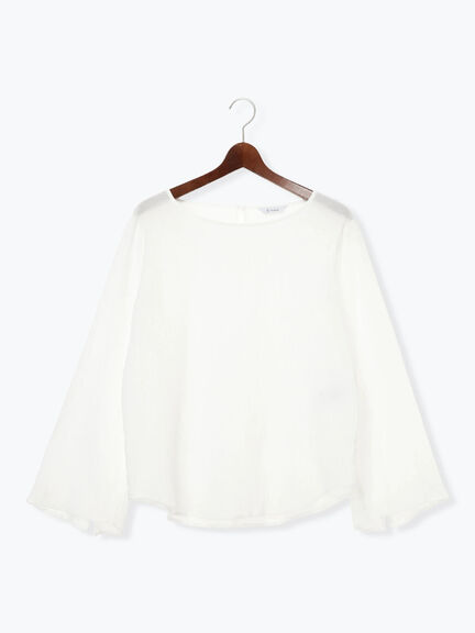 クレープフレアスリーブブラウス【AOYAMA FASHION ASSOCIATION × Té chichi】（オフホワイト/オレンジ）｜Te chichi（テチチ）通販