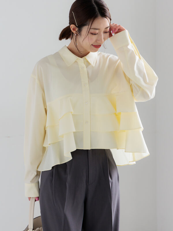 ティアードフリルクロップトシャツ（イエロー）｜Te chichi（テチチ）通販