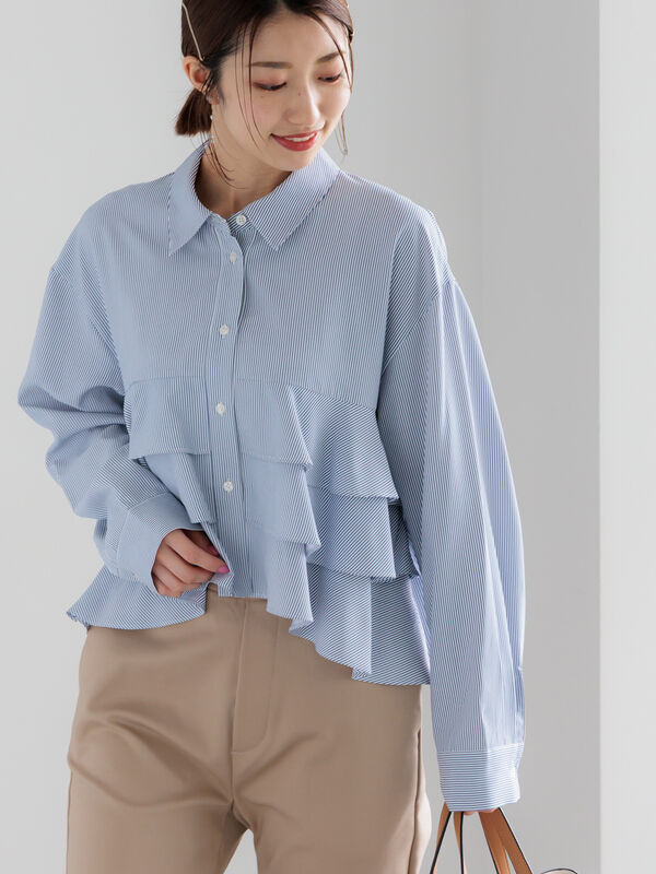 ティアードフリルクロップトシャツ（ネイビー）｜Te chichi（テチチ）通販