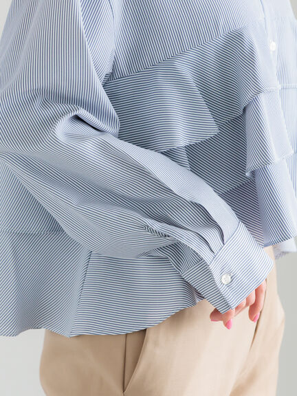 ティアードフリルクロップトシャツ（オフホワイト/イエロー/ネイビー）｜Te chichi（テチチ）通販