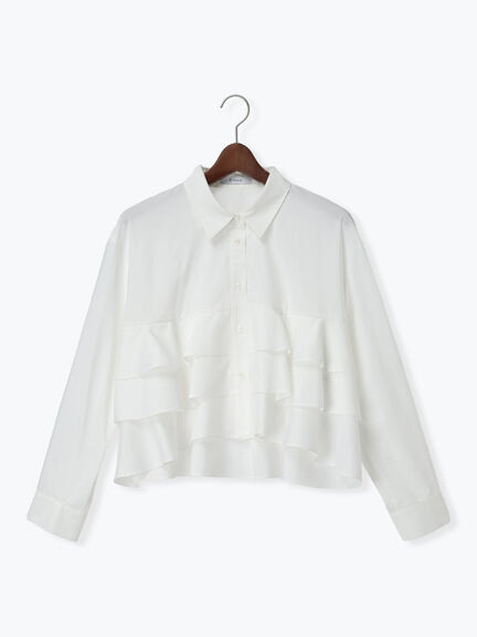 ティアードフリルクロップトシャツ（オフホワイト/イエロー/ネイビー）｜Te chichi（テチチ）通販