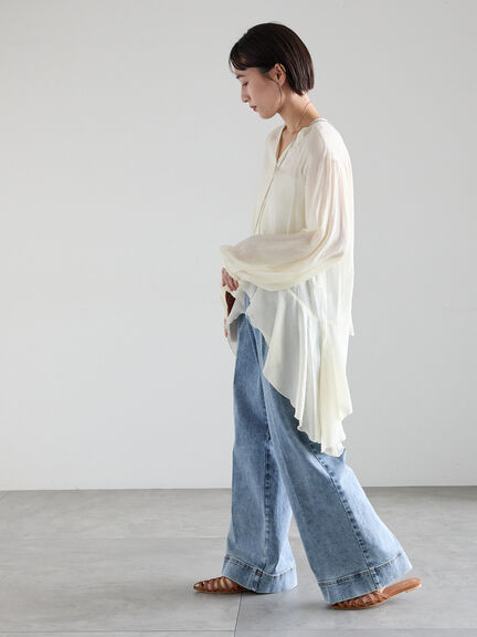 イレギュラーヘムチュニックブラウス（オフホワイト/ベージュ/ピスタチオ）｜Te chichi（テチチ）通販