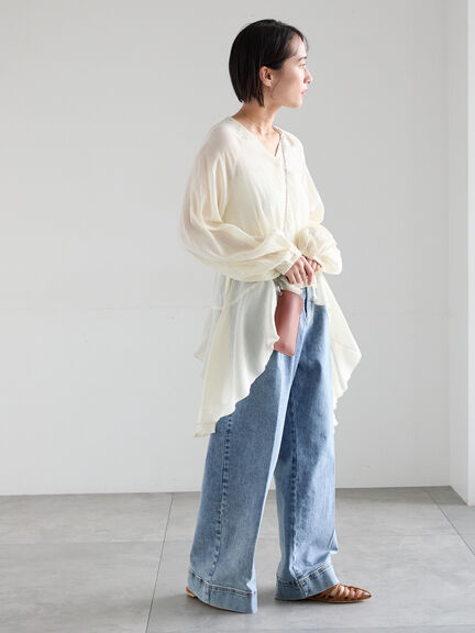イレギュラーヘムチュニックブラウス（オフホワイト/ベージュ/ピスタチオ）｜Te chichi（テチチ）通販