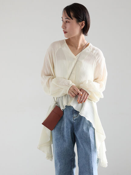 イレギュラーヘムチュニックブラウス（オフホワイト/ベージュ/ピスタチオ）｜Te chichi（テチチ）通販