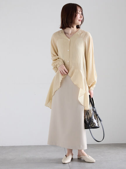 イレギュラーヘムチュニックブラウス（オフホワイト/ベージュ/ピスタチオ）｜Te chichi（テチチ）通販