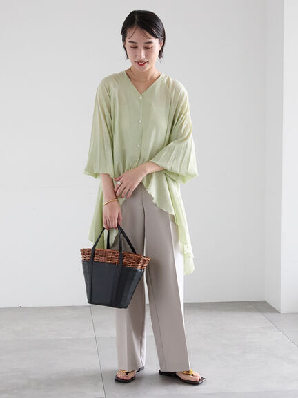 イレギュラーヘムチュニックブラウス（オフホワイト/ベージュ/ピスタチオ）｜Te chichi（テチチ）通販