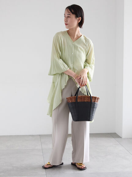 イレギュラーヘムチュニックブラウス（オフホワイト/ベージュ/ピスタチオ）｜Te chichi（テチチ）通販