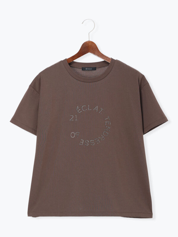 セール】 ラインストーンサークルロゴTシャツ（オフホワイト/シルバー