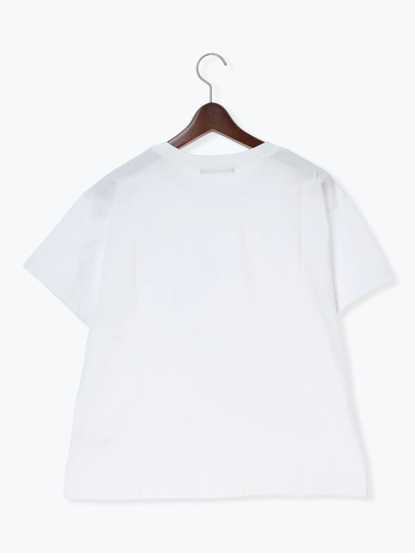 ラインストーンサークルロゴTシャツ（オフホワイト/シルバー