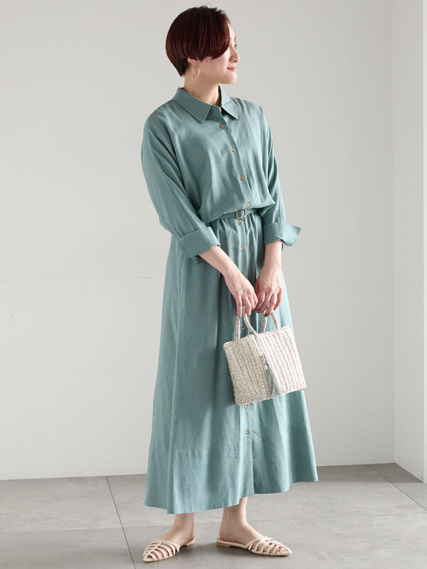 ROPE 36 レーヨンリネン スラッシュドネックワンピース セール】 レーヨンリネン スラッシュドネックワンピース【セット