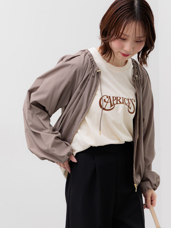 ノーカラーギャザーZIPブルゾン 未使用 追加》ノーカラーギャザーZIPブルゾン（その他アウター）｜VERMEIL par