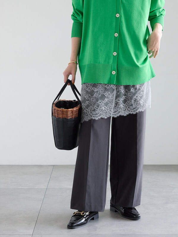 【2026年3月InRed掲載波瑠さん着用】ダブルクロスイージーワイドパンツ（グレー/チャコールグレー/ブラック/ベージュ）｜Te chichi（テチチ）通販