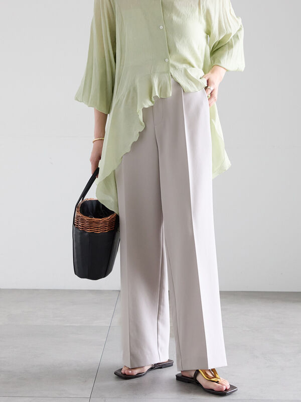 【2026年3月InRed掲載波瑠さん着用】ダブルクロスイージーワイドパンツ（グレー/チャコールグレー/ブラック/ベージュ）｜Te chichi（テチチ）通販