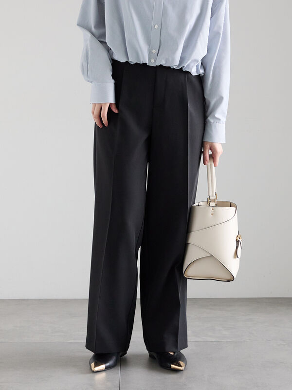 【2026年3月InRed掲載波瑠さん着用】ダブルクロスイージーワイドパンツ（ブラック）｜Te chichi（テチチ）通販