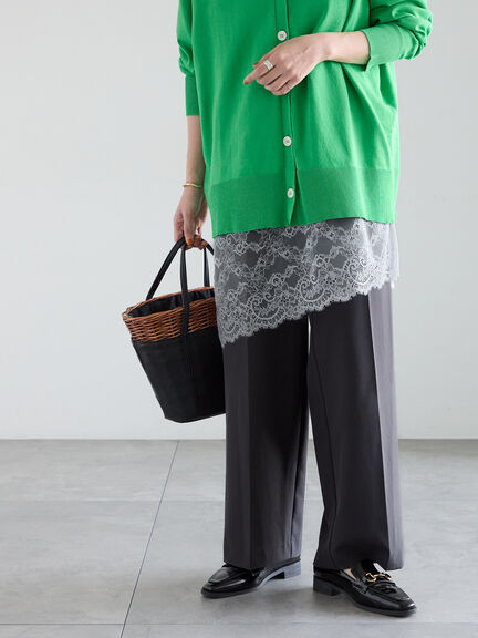 【2026年3月InRed掲載波瑠さん着用】ダブルクロスイージーワイドパンツ（グレー/チャコールグレー/ブラック/ベージュ）｜Te chichi（テチチ）通販