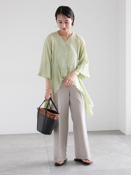 【2026年3月InRed掲載波瑠さん着用】ダブルクロスイージーワイドパンツ（グレー/チャコールグレー/ブラック/ベージュ）｜Te chichi（テチチ）通販