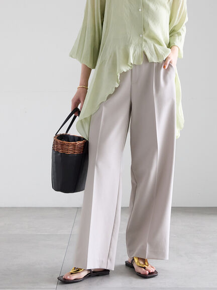 【2026年3月InRed掲載波瑠さん着用】ダブルクロスイージーワイドパンツ（グレー/チャコールグレー/ブラック/ベージュ）｜Te chichi（テチチ）通販