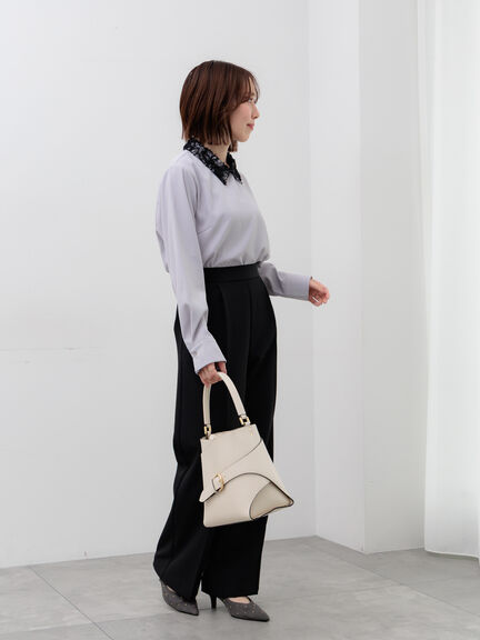 【2026年3月InRed掲載波瑠さん着用】ダブルクロスイージーワイドパンツ（グレー/チャコールグレー/ブラック/ベージュ）｜Te chichi（テチチ）通販