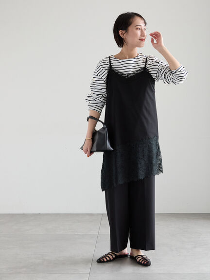 【2026年3月InRed掲載波瑠さん着用】ダブルクロスイージーワイドパンツ（グレー/チャコールグレー/ブラック/ベージュ）｜Te chichi（テチチ）通販