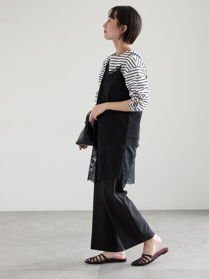 【2026年3月InRed掲載波瑠さん着用】ダブルクロスイージーワイドパンツ（グレー/チャコールグレー/ブラック/ベージュ）｜Te chichi（テチチ）通販